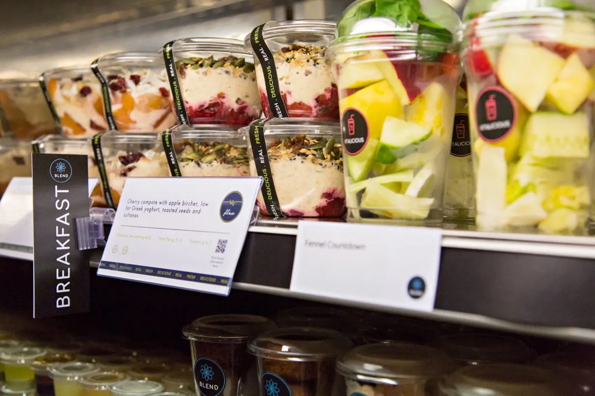 fruit cups in supermarket shelf