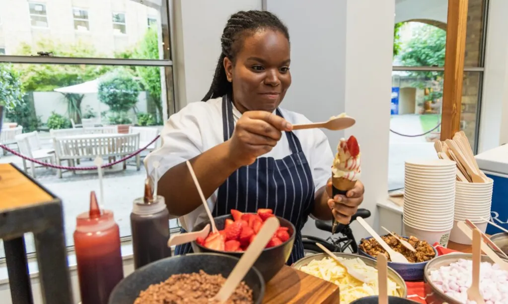 woman serving ice cream
