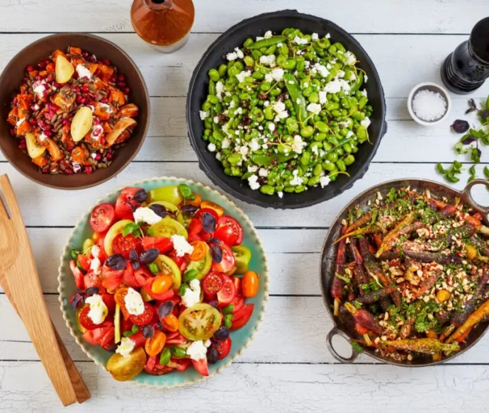 a salad group of 4 dishes